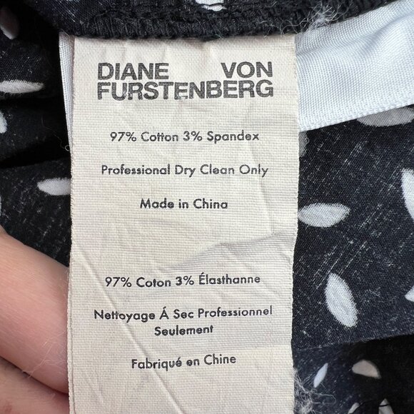 Diane Von Furstenberg Printed Stand Up Collar Button Up Blouse Black Size Small - Picture 10 of 11